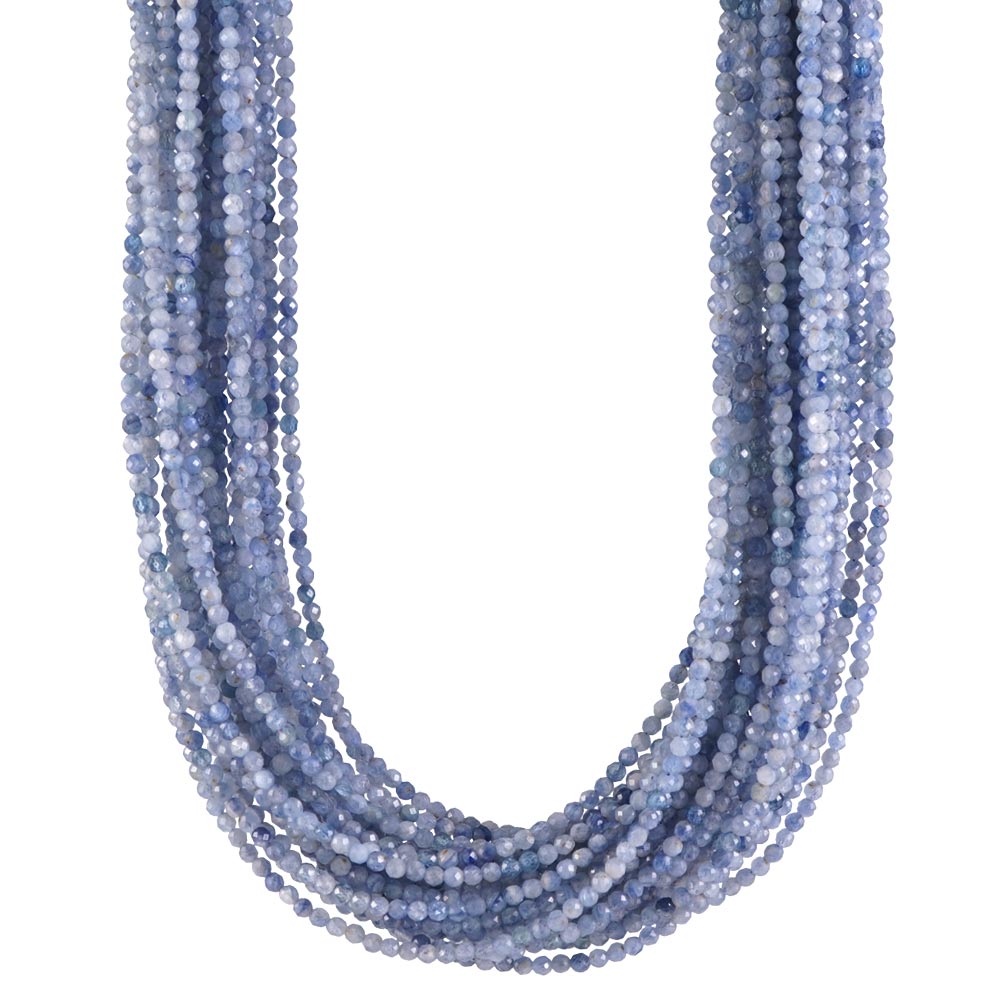 カイヤナイト　※連売り　2本 カイヤナイト 2mm 丸玉ファセット ビーズ 連売り 約38cm 藍晶石