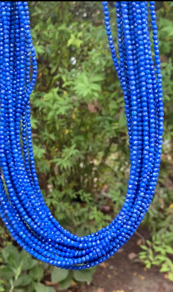 ラピスラズリ Lapislazuli 2mm 多面カット 丸ビーズ 天然石 瑠璃 高品質