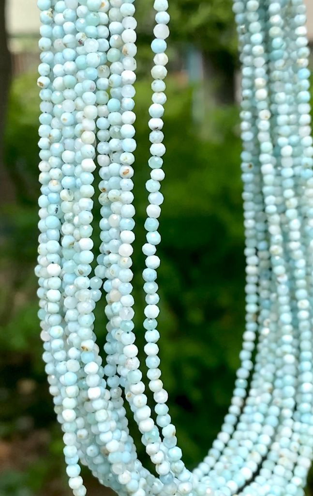 ラリマー Larimar 2mm 多面カット 丸ビーズ 天然石 ブルーペクトライト さわやか 癒し