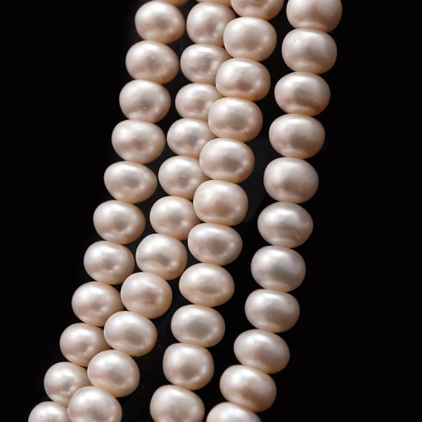 淡水パール 9×7-8×6mm ボタン ビーズ 粒売り 約37cm 淡水真珠 綺麗